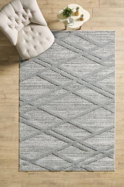 İskandinav Halı Gri Halı Yumuşak Bukleli Çizgili Jut Halı Salon Koridor Otuma Odası Mutfak Halısı