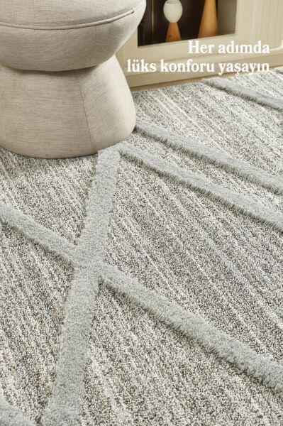 İskandinav Halı Gri Halı Yumuşak Bukleli Çizgili Jut Halı Salon Koridor Otuma Odası Mutfak Halısı