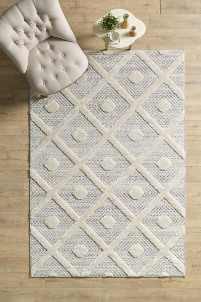 İskandinav Halı Gri Krem Halı Yumuşak Bukleli Bohem Jut Halı Salon Koridor Oturma Odası Mutfak Halısı