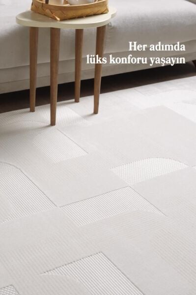 Özel Tasarım Krem Sisal Halı  Kolay Temizlenebilir, Kaymaz Tabanlı Şık Oturma Odası ve Salon Halısı
