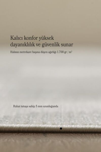 Özel Tasarım Krem Sisal Halı  Kolay Temizlenebilir, Kaymaz Tabanlı Şık Oturma Odası ve Salon Halısı