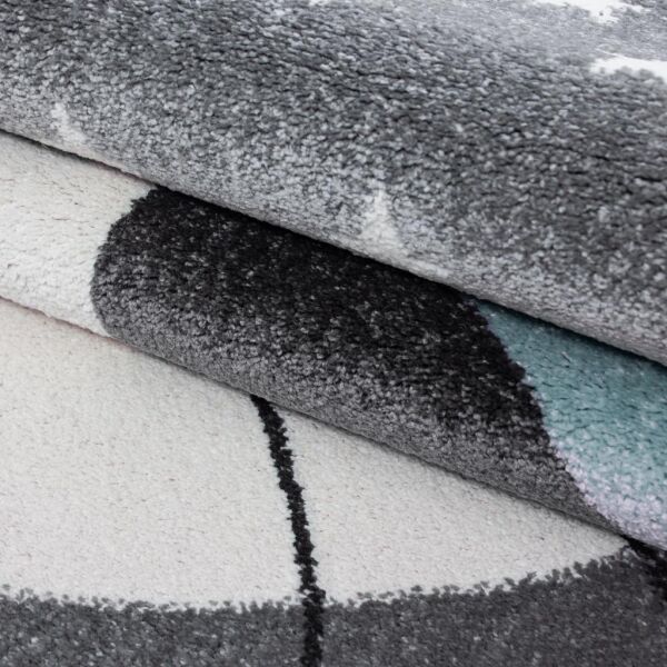 Sevimli Kedi Desen Halı Mavi Beyaz Gri Halı Yumuşak Yuvarlak Jüt Halı Çocuk Odası Oyun Halısı