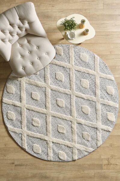 İskandinav Halı Gri Krem Halı Yumuşak Bukleli Bohem Jut Halı Salon Koridor Oturma Odası Mutfak Halısı