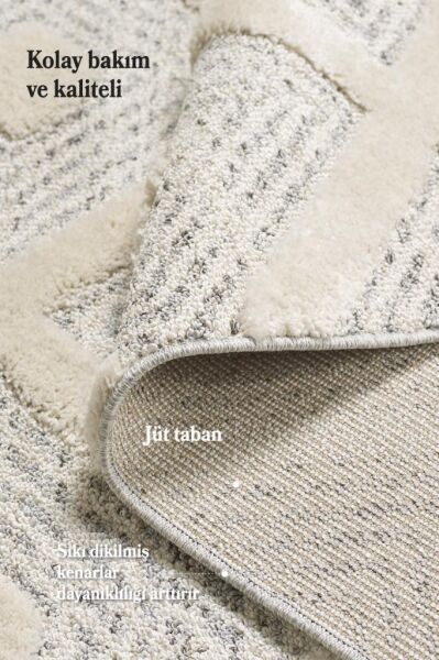 İskandinav Halı Gri Krem Halı Yumuşak Bukleli Bohem Jut Halı Salon Koridor Oturma Odası Mutfak Halısı