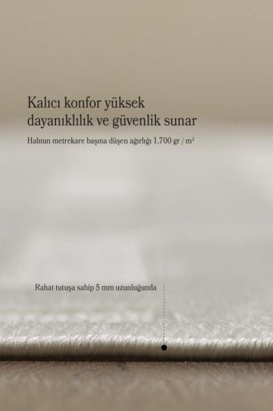 Özel Tasarım Krem Sisal Halı  Kolay Temizlenebilir, Kaymaz Tabanlı Şık Oturma Odası ve Salon Halısı