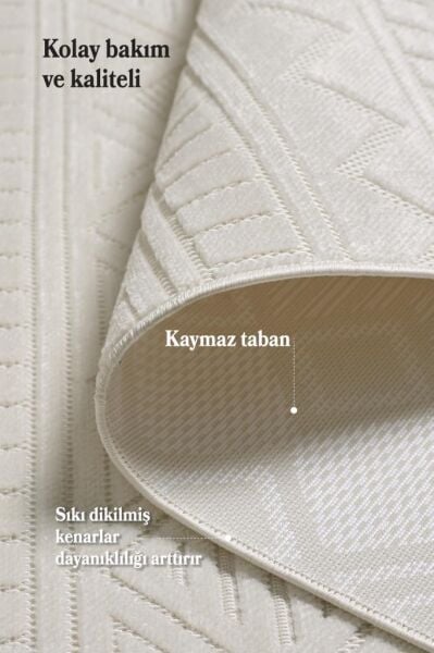 Sisal Krem Oturma Odası Halısı Kolay Temizlenebilir Yumuşak Dokulu ve Kaymaz Taban Şık Salon Halısı