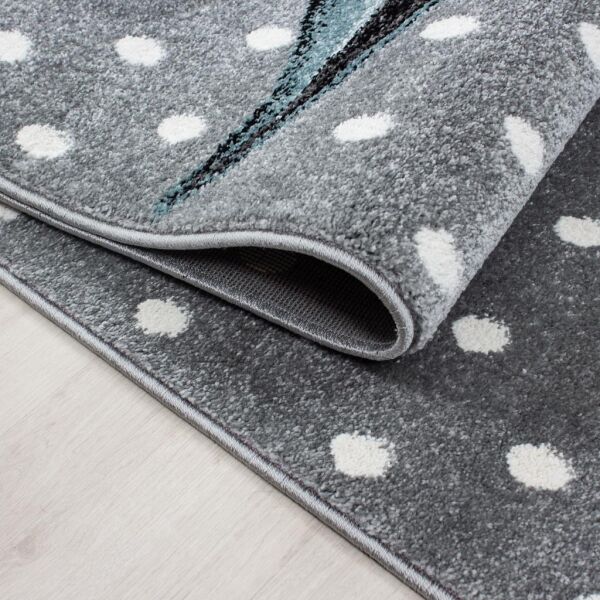 Sevimli Unicorn Tasarım Halı Mavi Gri Halı Yumuşak Yuvarlak Jüt Halı Çocuk Odası Oyun Halısı