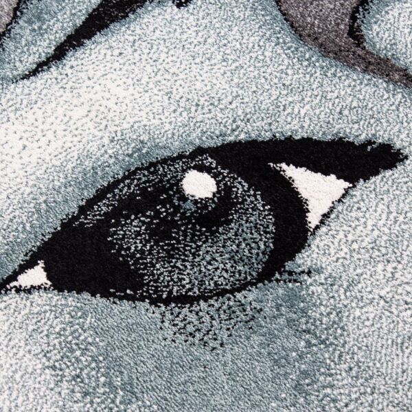 Sevimli Unicorn Tasarım Halı Mavi Gri Halı Yumuşak Yuvarlak Jüt Halı Çocuk Odası Oyun Halısı