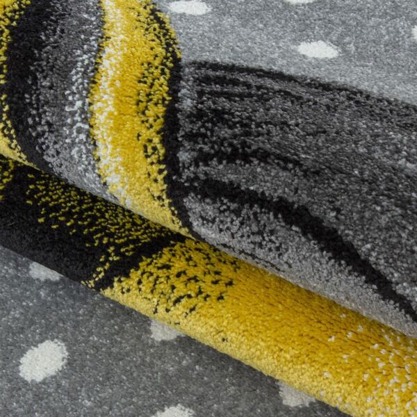 Sevimli Unicorn Tasarım Halı Sarı Gri Halı Yumuşak Yuvarlak Jüt Halı Çocuk Odası Oyun Halısı