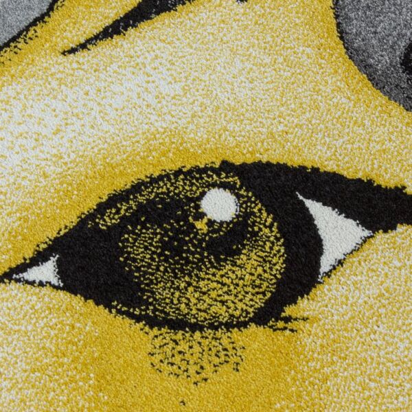 Sevimli Unicorn Tasarım Halı Sarı Gri Halı Yumuşak Yuvarlak Jüt Halı Çocuk Odası Oyun Halısı