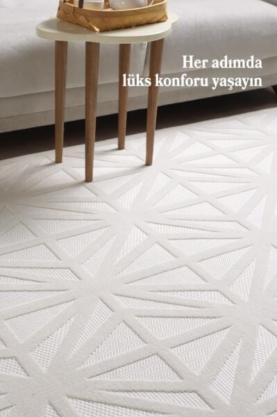Sisal Krem Oturma Odası Halısı Kolay Temizlenebilir Yumuşak Dokulu ve Kaymaz Taban Şık Salon Halısı