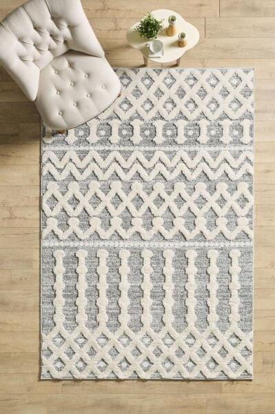 İskandinav Halı Krem Gri Halı Yumuşak Bukleli Jut Halı Salon Koridor Oturma Odası Mutfak Halısı