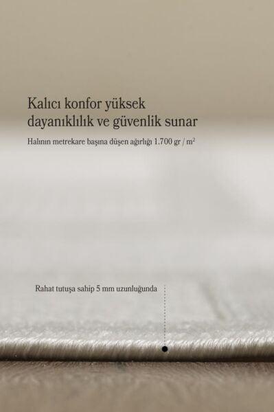 Sisal Krem Oturma Odası Halısı Kolay Temizlenebilir Yumuşak Dokulu ve Kaymaz Taban Şık Salon Halısı