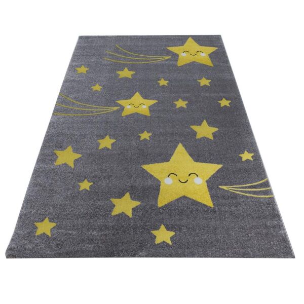 Tatlı Yıldız Desen Halı Sarı Gri Halı Yumuşak Dikdörtgen Jüt Halı Çocuk Odası Oyun Halısı