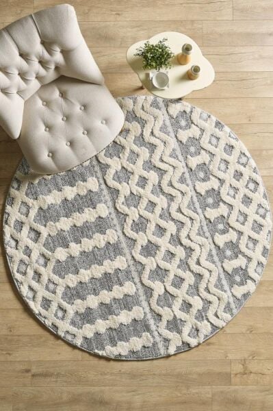 İskandinav Halı Krem Gri Halı Yumuşak Bukleli Jut Halı Salon Koridor Oturma Odası Mutfak Halısı