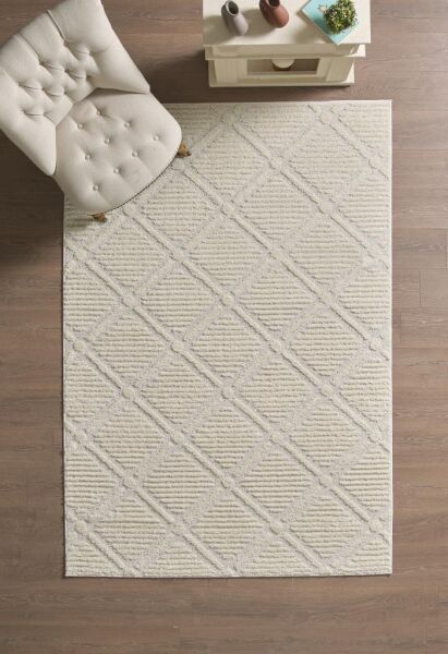 İskandinav Dokuma Bukleli Krem Jüt Taban Halı Salon Mutfak Koridor Yolluk Modern Halı