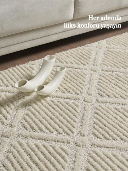 İskandinav Dokuma Bukleli Krem Jüt Taban Halı Salon Mutfak Koridor Yolluk Modern Halı