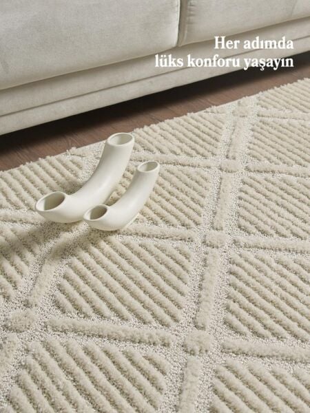 İskandinav Dokuma Bukleli Krem Jüt Taban Halı Salon Mutfak Koridor Yolluk Modern Halı