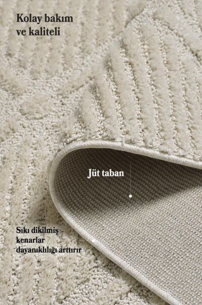 İskandinav Dokuma Bukleli Krem Jüt Taban Halı Salon Mutfak Koridor Yolluk Modern Halı