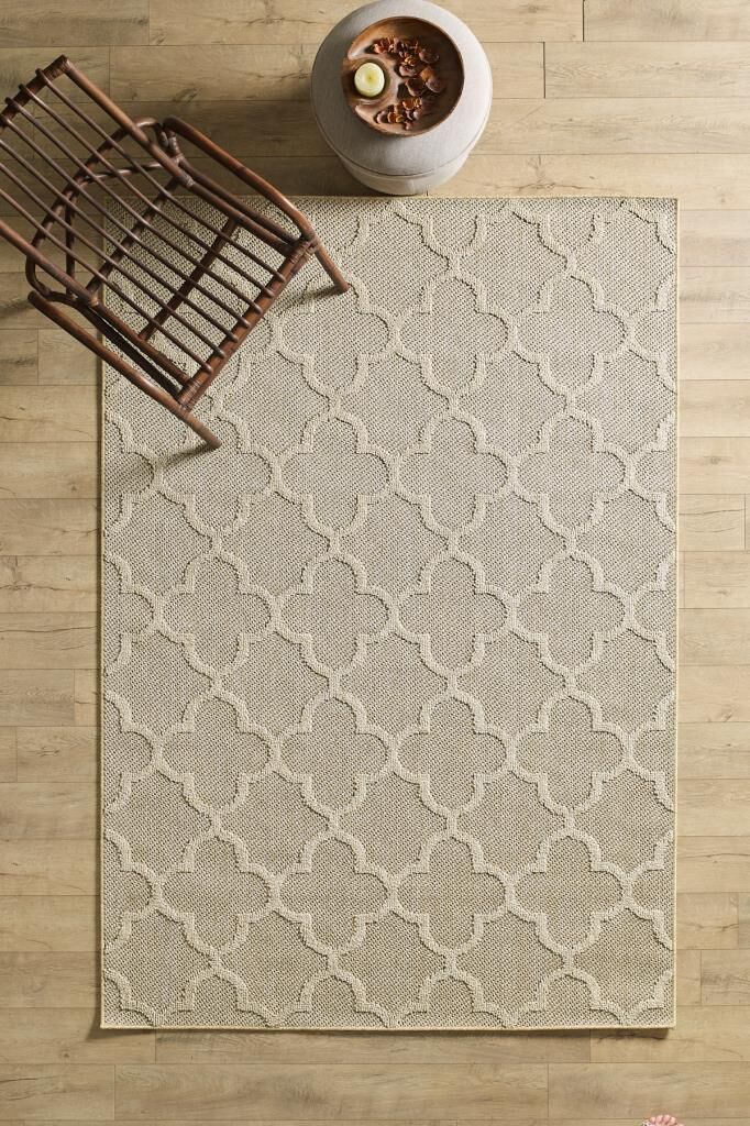 İskandinav Tasarım Motifli Bej Halı Salon Halısı, Mutfak Halısı, Yolluk, Paspas,Dış Mekan Halısı