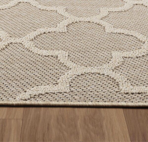 İskandinav Tasarım Motifli Bej Halı Salon Halısı, Mutfak Halısı, Yolluk, Paspas,Dış Mekan Halısı