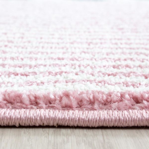 Kareli Kalp Yıldız Ve Bulut Desen Halı Pembe Gri Halı Yumuşak  Jüt Halı Çocuk Odası Oyun Halısı