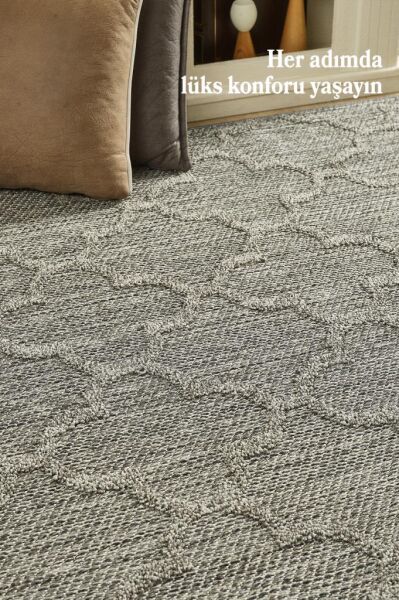 İskandinav Tasarım MotifliGri Halı Salon Halısı, Mutfak Halısı, Yolluk, Paspas,Dış Mekan Halısı