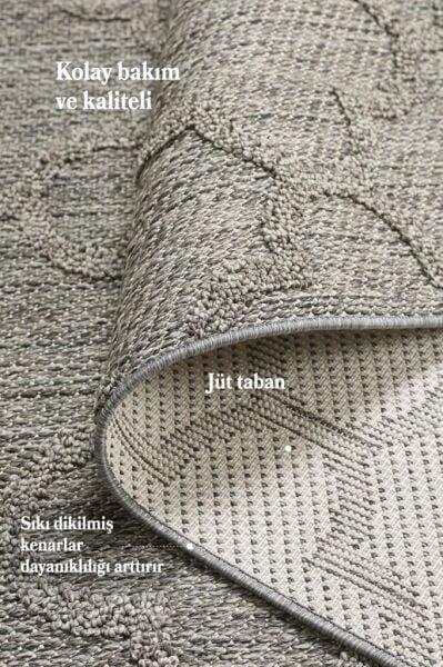 İskandinav Tasarım MotifliGri Halı Salon Halısı, Mutfak Halısı, Yolluk, Paspas,Dış Mekan Halısı