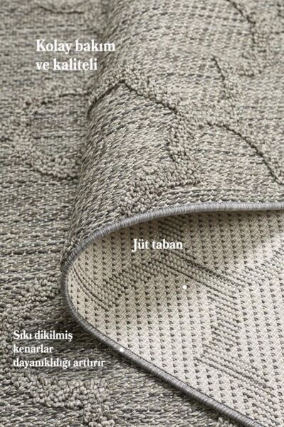 İskandinav Tasarım MotifliGri Halı Salon Halısı, Mutfak Halısı, Yolluk, Paspas,Dış Mekan Halısı