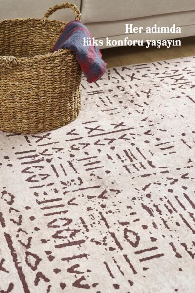 Dijital Baskı Yıkanabilir Kaymaz Taban İskandinav Tasarım Kahve Salon Halısı Mutfak Halısı Yolluk