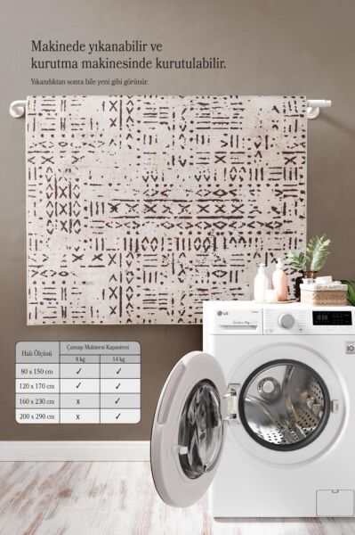 Dijital Baskı Yıkanabilir Kaymaz Taban İskandinav Tasarım Kahve Salon Halısı Mutfak Halısı Yolluk