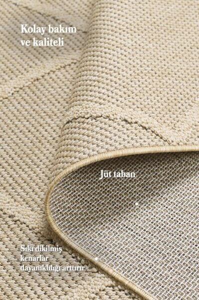 İskandinav Tasarım Baklava Desenli Bej Halı Salon Halısı Mutfak Halısı Yolluk Paspas Dış Mekan Halı