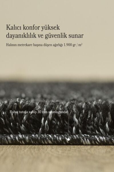 Tek Renk Desensiz Antrasit Yumuşak Post Peluş Shaggy Halı Salon Oturma Odası Yolluk Mutfak Halısı