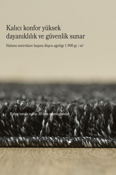 Tek Renk Desensiz Antrasit Yumuşak Post Peluş Shaggy Halı Salon Oturma Odası Yolluk Mutfak Halısı