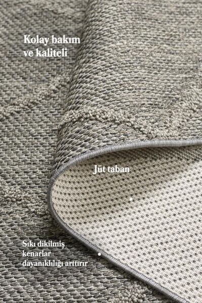 İskandinav Tasarım Baklava Desenli Gri Halı Salon Halı, Mutfak Halısı Yolluk Paspas Dış Mekan Halı