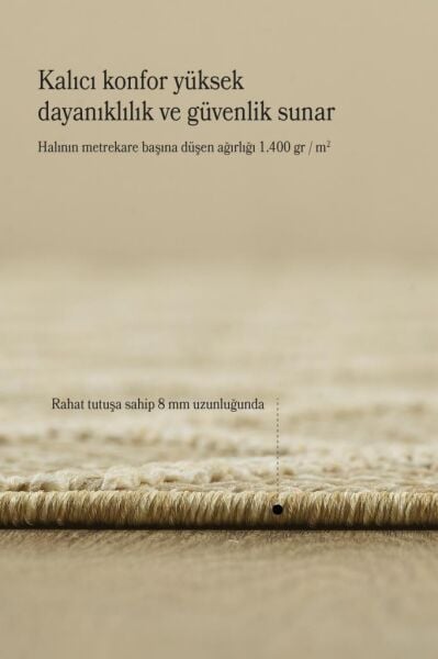 İskandinav Tasarım Karo Desenli Bej Halı Salon Halısı, Mutfak Halısı, Yolluk, Paspas,Dış mekan Halı