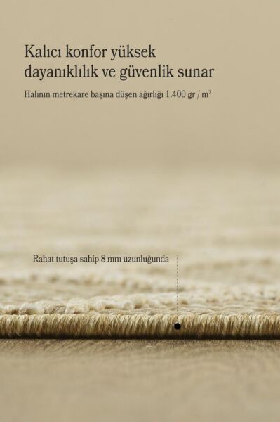 İskandinav Tasarım Karo Desenli Bej Halı Salon Halısı, Mutfak Halısı, Yolluk, Paspas,Dış mekan Halı