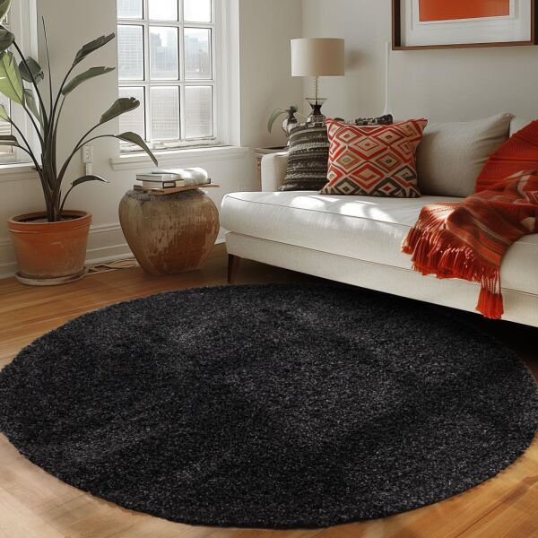 Tek Renk Desensiz Antrasit Yumuşak Post Peluş Shaggy Halı Salon Oturma Odası Yolluk Mutfak Halısı