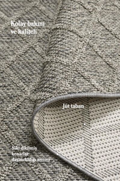 İskandinav Tasarım Karo Desenli Gri Halı Salon Halısı, Mutfak Halısı, Yolluk, Paspas,Dış Mekan Halı