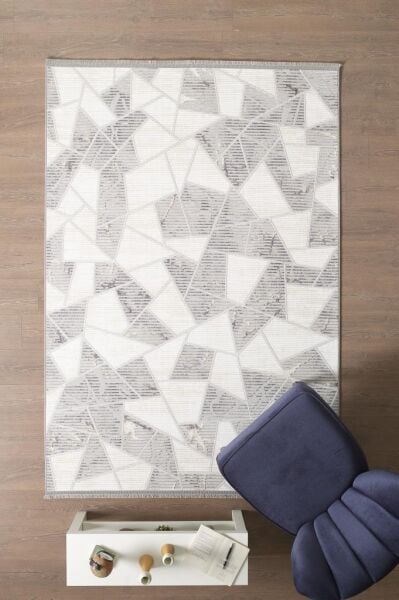 Modern Tasarımlı Polyester Saçaklı Siyah Pamuk Halı Salon Oturma Odası Yolluk Mutfak Koridor Halısı