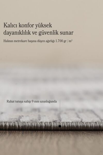 Modern Tasarımlı Polyester Saçaklı Siyah Pamuk Halı Salon Oturma Odası Yolluk Mutfak Koridor Halısı
