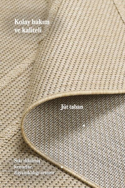 İskandinav Tasarım ZigZag Desenli Bej Halı Salon Halısı Mutfak Halısı Yolluk Paspas Dış Mekan Halı