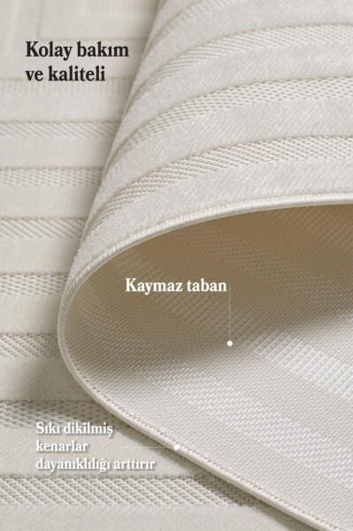 Sisal Krem Oturma Odası Halısı Kolay Temizlenebilir Yumuşak Dokulu ve Kaymaz Taban Şık Salon Halısı