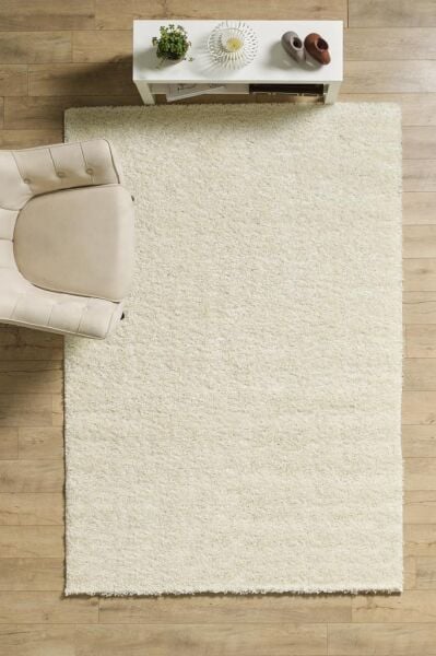 Tek Renk Desensiz Krem Yumuşak Post Peluş Shaggy Halı Salon Oturma Odası Yolluk Mutfak Halısı