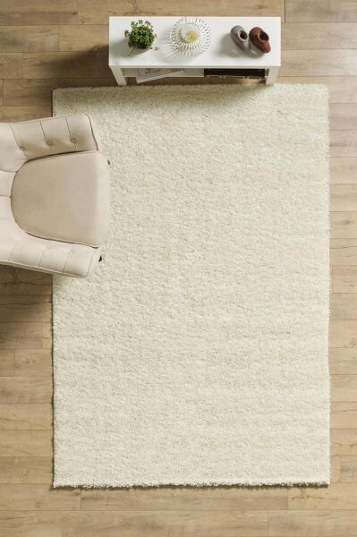 Tek Renk Desensiz Krem Yumuşak Post Peluş Shaggy Halı Salon Oturma Odası Yolluk Mutfak Halısı