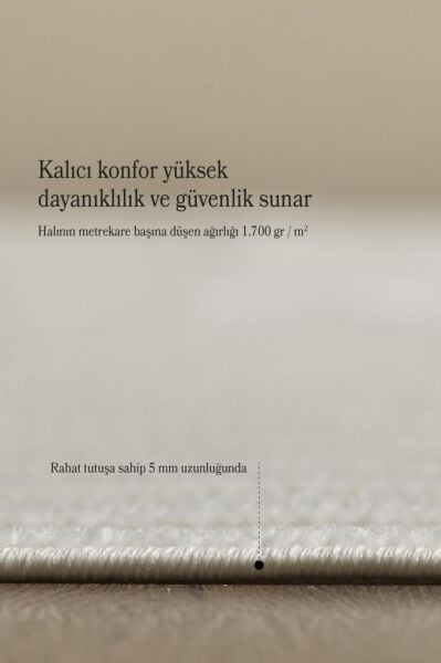 Özel Tasarım Krem Sisal Halı  Kolay Temizlenebilir, Kaymaz Tabanlı Şık Oturma Odası ve Salon Halısı
