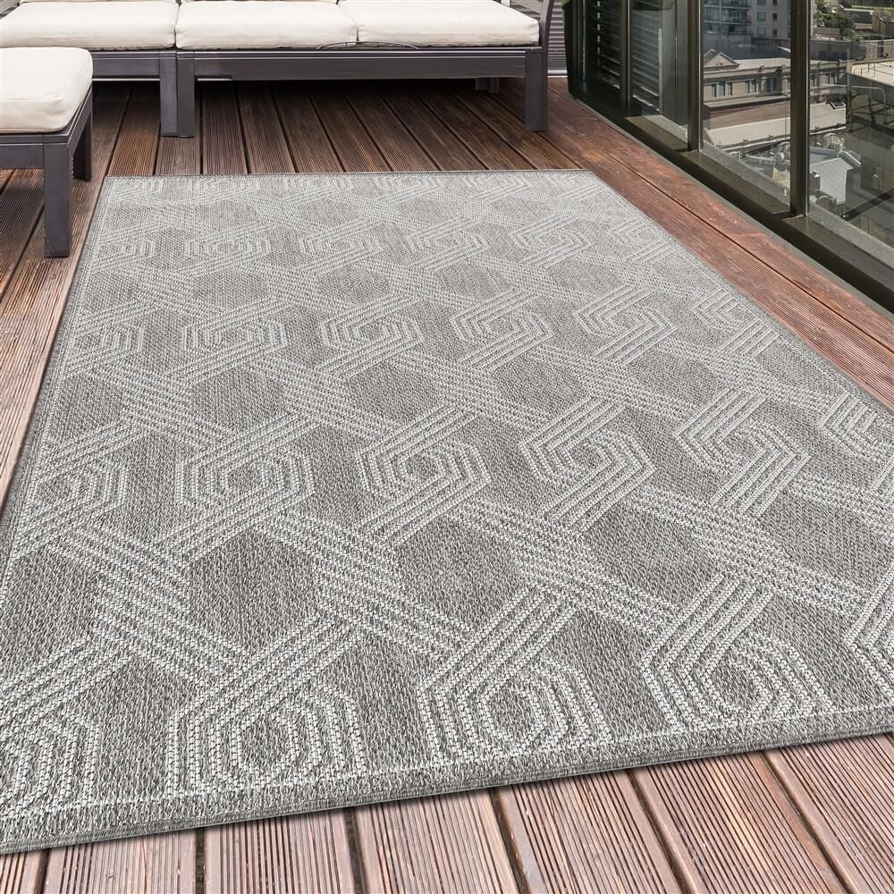 Kilim Desenli Halı Krem Gri Halı Jüt Çift Taraflı Koridor Mutfak Yolluk Teras Balkon Halısı