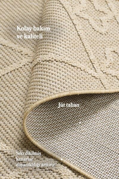 İskandinav Tasarım Boho Desenli Bej Halı Salon Halısı Mutfak Halısı Yolluk Paspas Dış Mekan Halısı