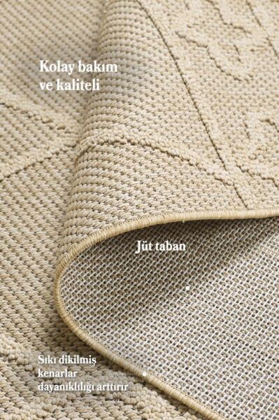 İskandinav Tasarım Boho Desenli Bej Halı Salon Halısı Mutfak Halısı Yolluk Paspas Dış Mekan Halısı