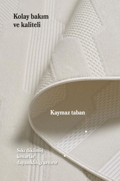 Özel Tasarım Krem Sisal Halı  Kolay Temizlenebilir, Kaymaz Tabanlı Şık Oturma Odası ve Salon Halısı